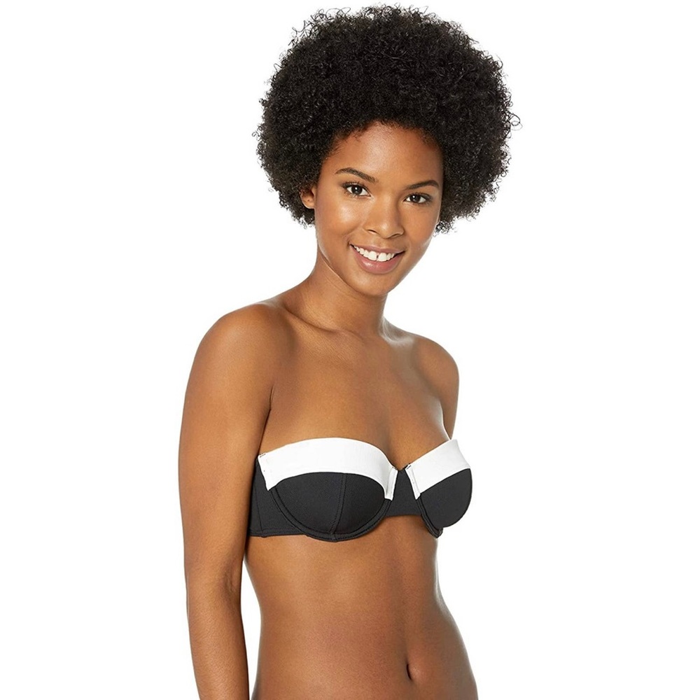 Volcom Simply Solid Underwire Black/White Bandeau Bikini Top